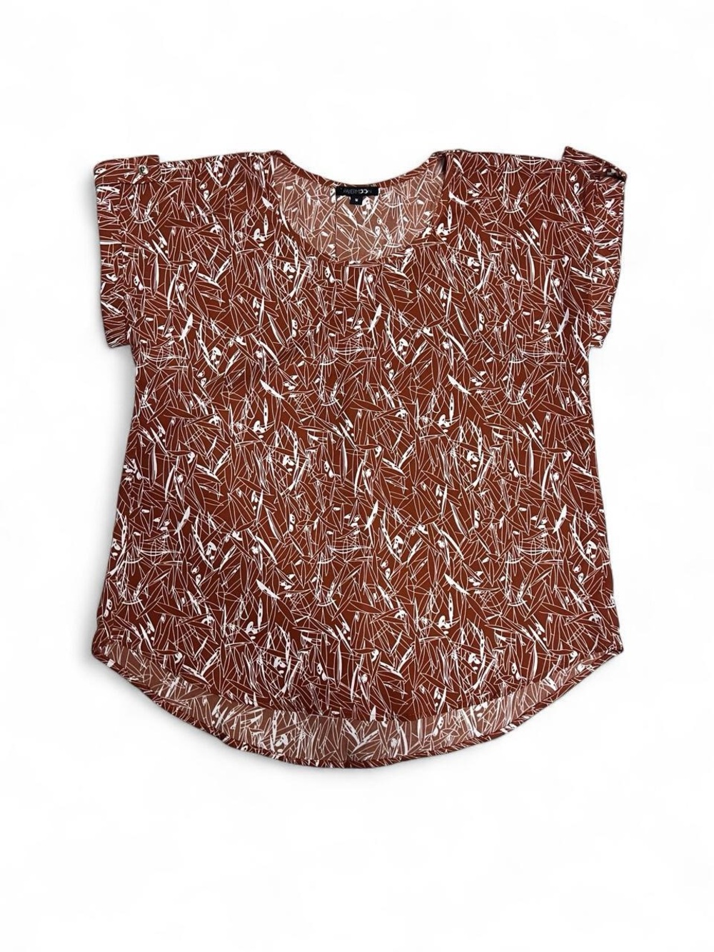 Papermoon Brown & White Printed Short Sleeve Blouse